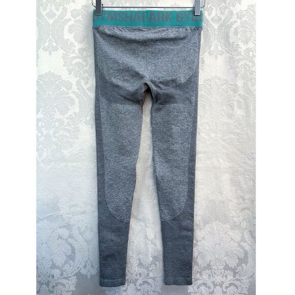 Gymshark Women’s NWT Flex Leggings In Smokey Grey Marl & Jade Green Size S New - Picture 2 of 4